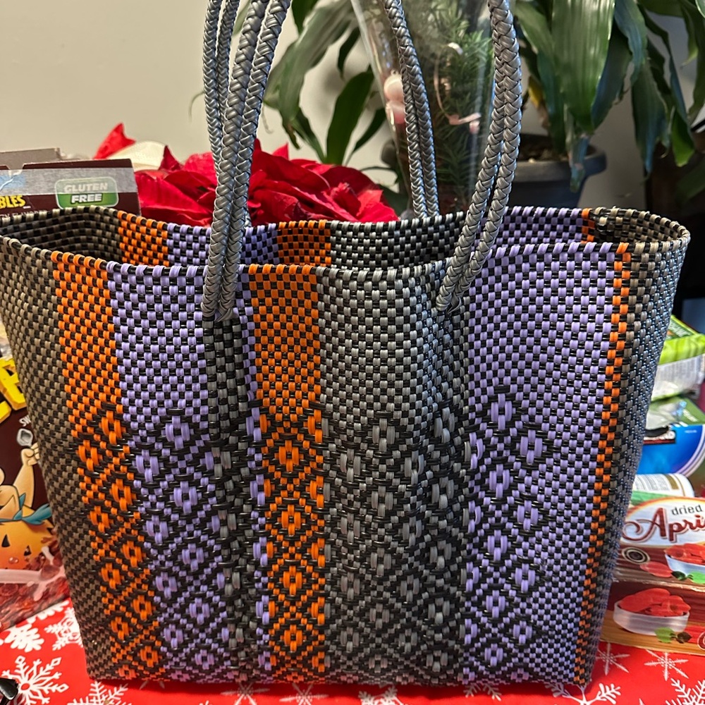 Multicolor Woven Tote Bag